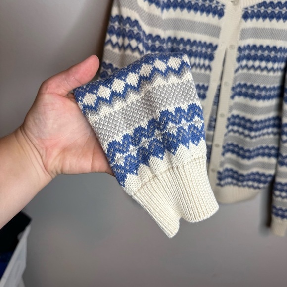 Vintage Levi’s Knit Button Front Cardigan Sweater Blue White Grandmacore - Picture 4 of 10